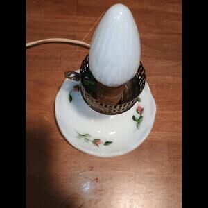 Vintage Hand Held Pink Roses Trinket Lamp   Bottom No Top